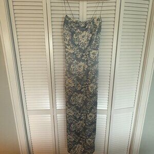 REFORMATION Frankie Silk Dress: Porcelain (blue) Size 8